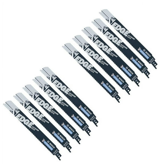 Bosch 10 Pack 9 Inch 8/10 TPI Edge Reciprocating Saw Blades - RESM9X2-10PK