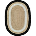 thumbnail image 2 of Indian Handmade Braided Natural Jute With Black & White Border Design Area Rug 2.3 x 4 Feet Oval (69 cm x 122 cm), Home Decor Rugs, 2 of 5