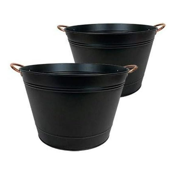 Gexandy 81428 Modern Farmhouse Washtub Planters, Black, 14" Dia, Pack of 22