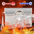 thumbnail image 2 of 5200°F Fireproof Money Bag with Lock, Water Fireproof Document Bag with Zipper, 8 Layers Fire Insulation, Small Fireproof Safe Storage Pouch with Lock for Cash, Passport, (8.3" x 11", Beige, 2 of 18