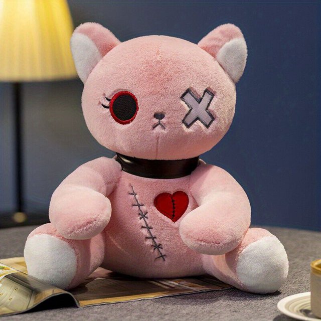 Peluche de chat gothique effrayant, jouets en peluche de chat fou, poupée d'animaux en peluche de chat effrayant pour décoration de chambre d'halloween