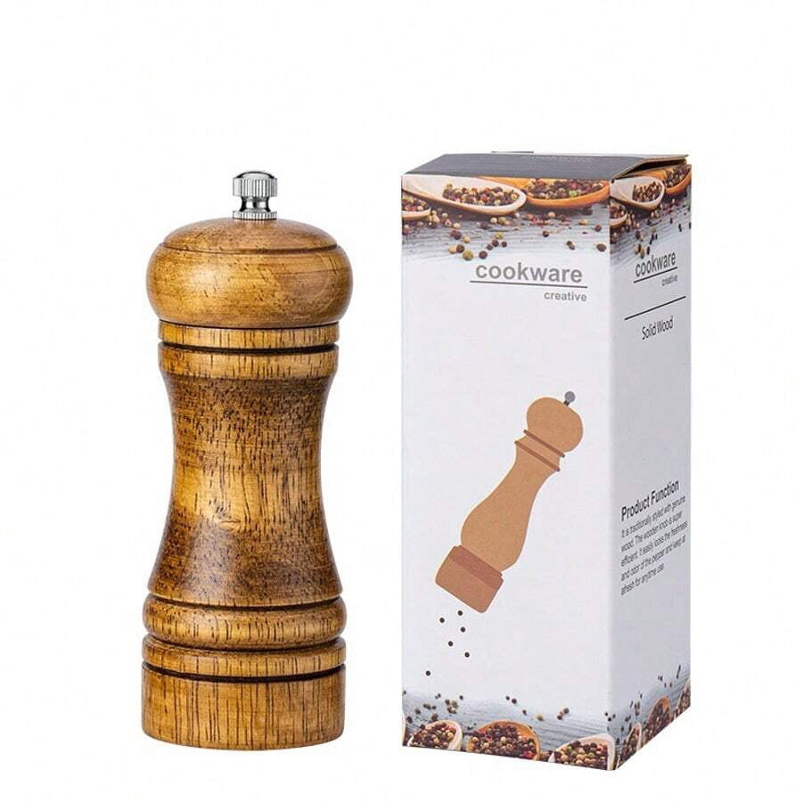 2PCS 5.7-Inch Wooden Pepper Grinder With Adjustable Grinding. This Wooden Pepper Grinder Or Salt Grinder Features An Adjustable Ceramic Rotor For Easy Use.