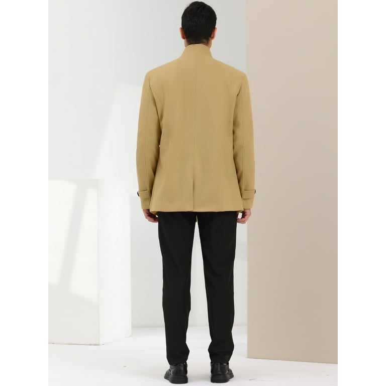 Unique Bargains Men's Winter Coat Stand Collar Double Unique Bargains Men's Winter Coat Stand Collar Double