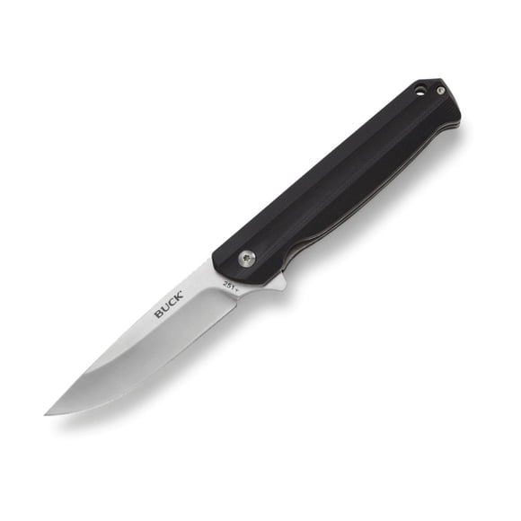 Buck 251 Langford Knife – Drop Point Blade, Ball-Bearing Opening, G10 Handle, Stainless Steel Pocket Clip, Heat Treated & Lifetime Warranty – 0251BKS-B