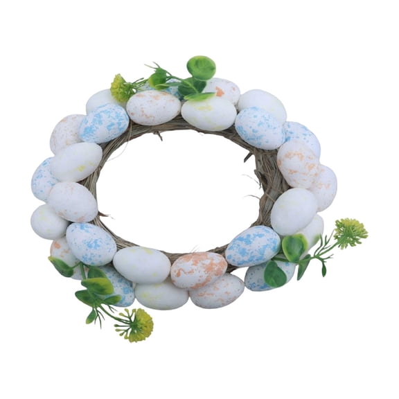 Aximioll Easter White Egg Wreath 7.87In, Vine Ring, Easter Wreath Decor for Front Door Wall Entryway Mantel