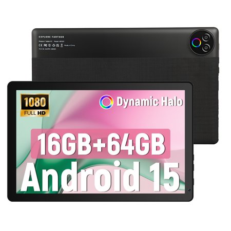 10.1" WIFI Tablet Android 15 HD 64GB Tablet Pad 1TB Expand Quad-Core Dual Camera