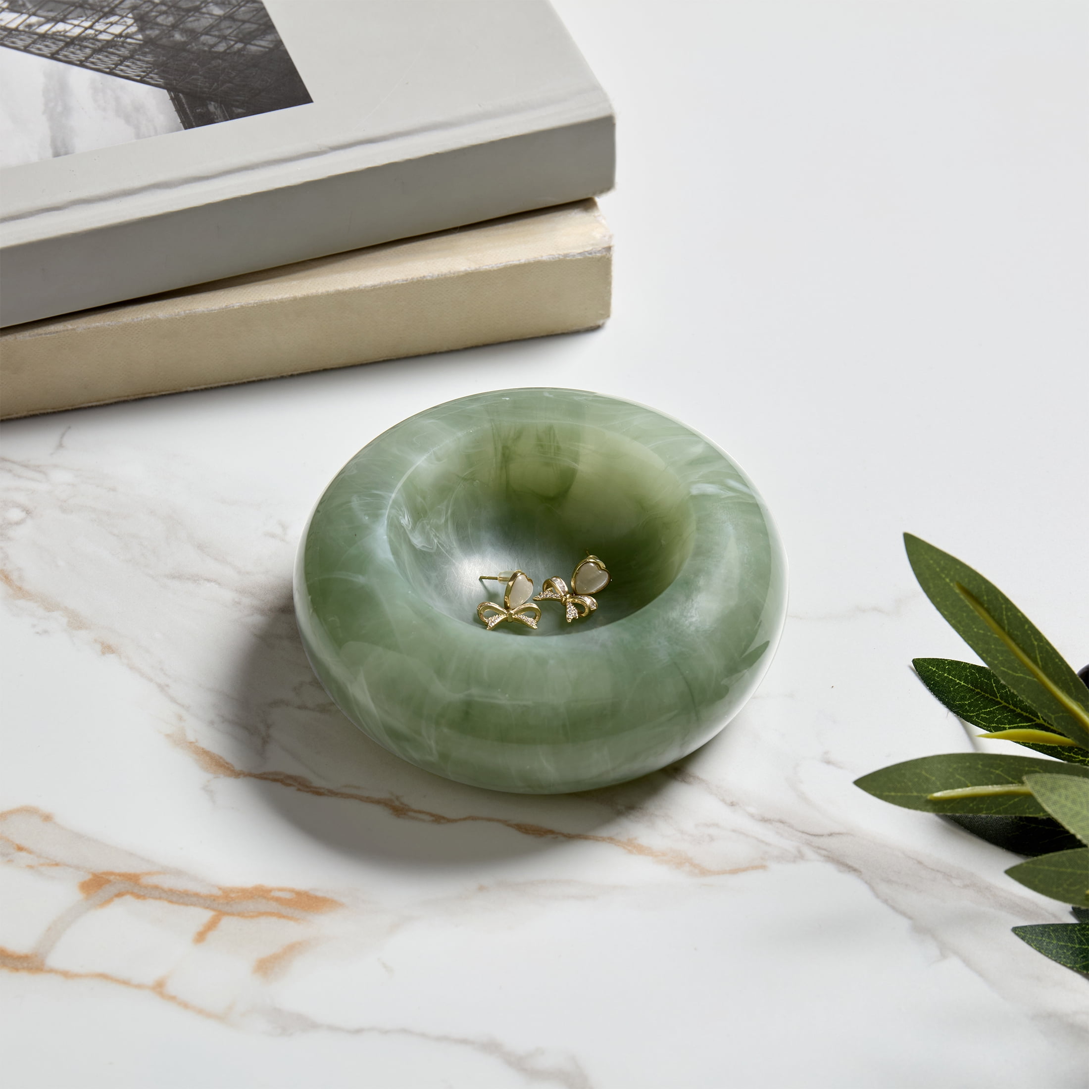 Home Decor Collection 4.5" Green Bubble Resin Trinket Tray