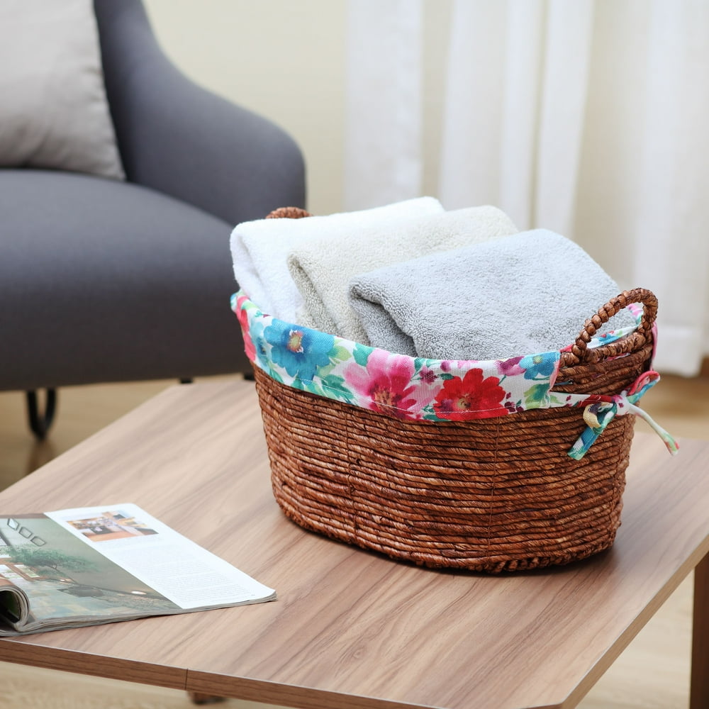 Pioneer Woman Small Oval Multicolored Floral Maize Basket