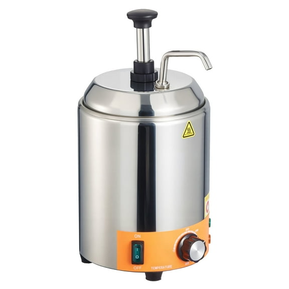 KFFKFF Commercial Electric Sauce Warmer, Stainless Steel Heated Pump Dispenser，Hot Fudge Warmer,Cheese Dispenser 2.4L，86-230℉ Temp Adjustable