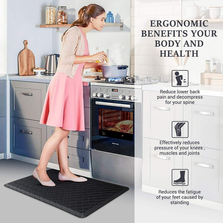 HappyTrends Kitchen Mat Cushioned Anti-Fatigue Kitchen Rug,17.3x 28,Thick  Waterproof Non-Slip Kitchen Mats and Rugs Heavy Duty Ergonomic Comfort Rug