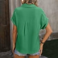 thumbnail image 6 of ORT Womens Short Sleeve Button up Dress Shirt Textured Collared Summer Work Blouse(Green-01,S), 6 of 8
