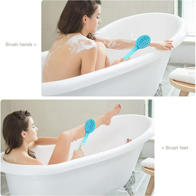 1pc Long Handled Double-sided Bath Brush For Back Exfoliating & Shower  Cleaning