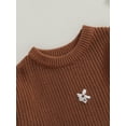 thumbnail image 5 of Cenuakty Baby Boys Girls Sweater Rompers Flower Embroidery Crew Neck Long Sleeve Infant Jumpsuits Fall Toddler Clothes Knit Bodysuits, 5 of 7