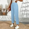 thumbnail image 4 of Womens Black Pants, Women's Fashion Casual Solid Color Pants Pocket Elastic Waist Strap Trousers Women High Waisted Pants (Blue,S), 4 of 8