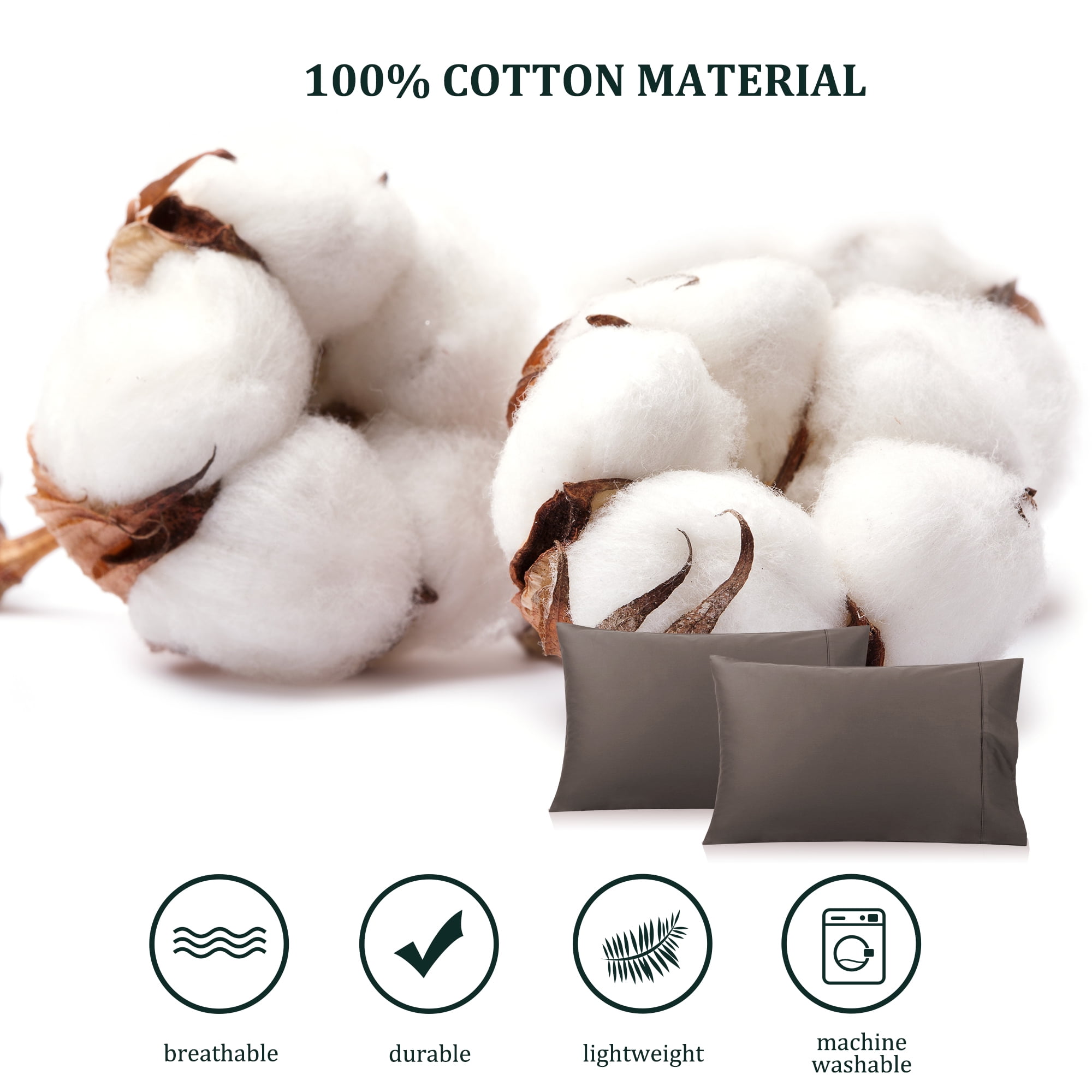 Unique Bargains Pillowcase Set of 2, Cotton with Envelope Beaver Standard