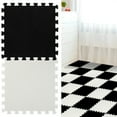 thumbnail image 5 of Supvox 12Pcs Black and White Interlocking Foam Tiles Soft Puzzle Floor Mat for Home, 5 of 6