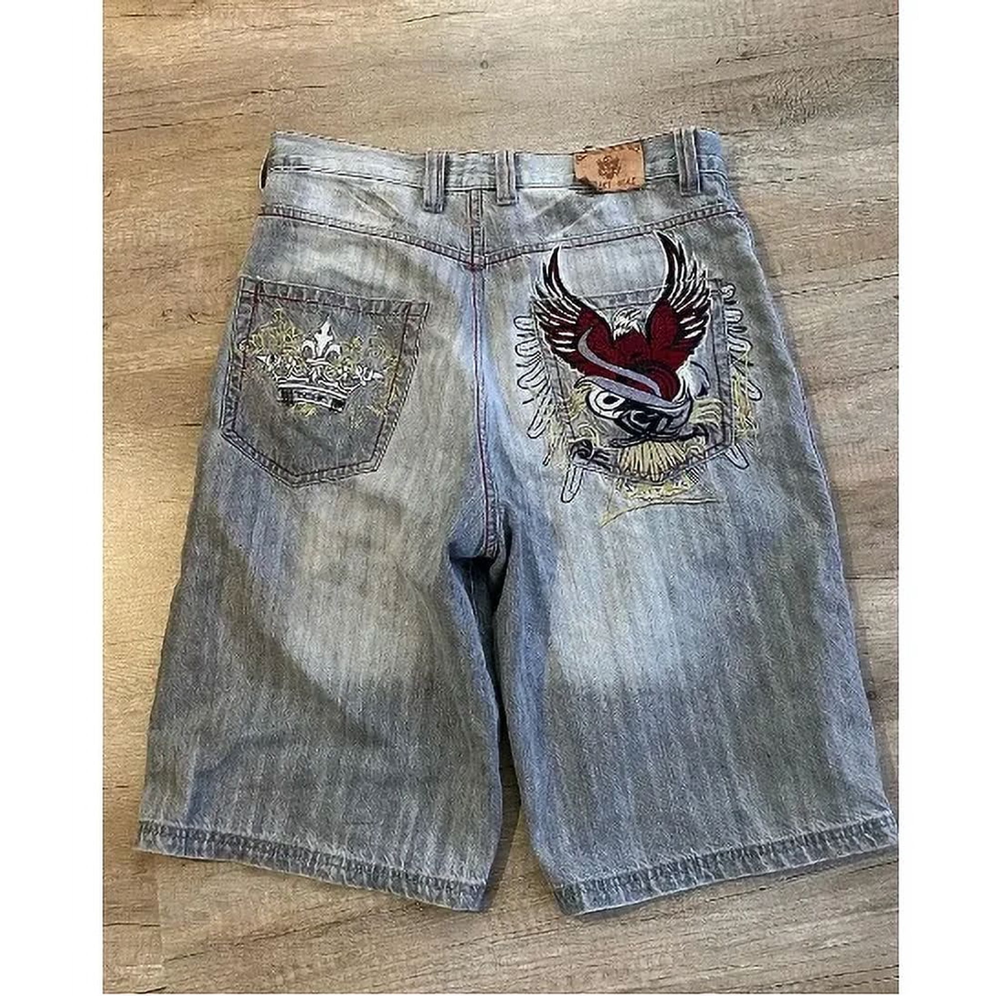 Funny gothic pattern design 2000s versatile summer denim shorts