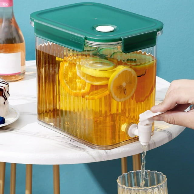 Ynlkorvg Storage Containers Drink Dispenser For Fridge 2.5L Beverage Dispenser With Lid And Plastic Clear Lemonade Juice Container With Faucet For Home Picnic Camping Party