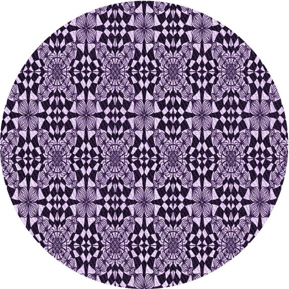 Ahgly Company Indoor Round Patterned Dark Purple Area Rugs, 7' Round