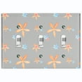 thumbnail image 1 of Metal Light Switch Wall Plate Outlet Cover (Colorful Flower Vintage Gray - Triple Toggle), 1 of 2