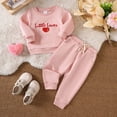 thumbnail image 2 of TOWED22 Infant Toddler Girl Fall Winter Clothes Set 2pcs Outfits Long Sleeve Soft Top and Joggers Cute Comfy(Pink,12-18 M), 2 of 6
