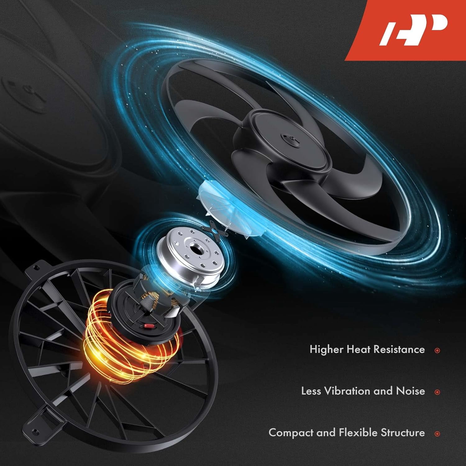 A-Premium Right A/C Condenser Fan Assembly Compatible with Select Nissan & Infiniti Models - Titan 2004-2006, Armada 2005-2006, Pathfinder Armada 2004, QX56 2004-2006 - Replace# 921207S000