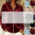 thumbnail image 3 of IUYRTFE Women Velour Zip Up Hooded Jacket Long Sleeve Casual Winter Coat with Pockets, 3 of 5