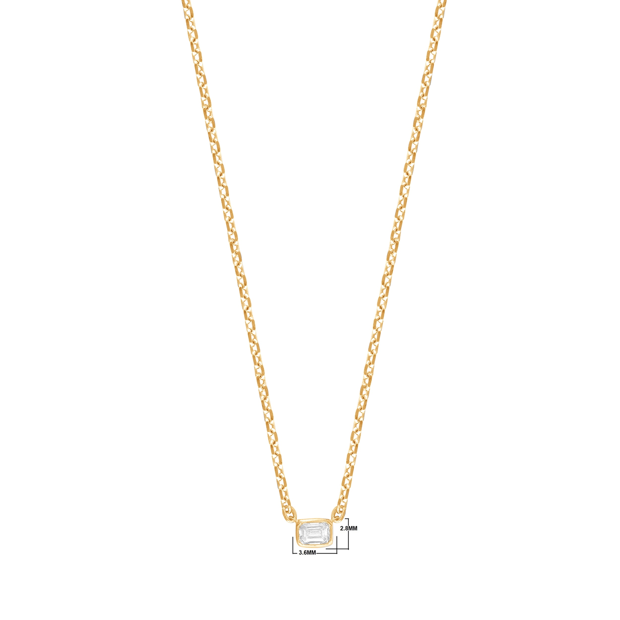 Unique Moments 1/10 Ct YG Plated Sterling Silver Emerald Lab Grown Diamond Necklace for Women (J, SI-I1)