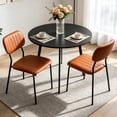 thumbnail image 2 of Ktaxon Modern Dining Table and Chairs Set for 2, Round 35.5" Dining Table with 2 Stackable Padded Side Chairs, 3 Pieces Kitchen Table Set for Small Spaces, Dining Room, Black & Orange, 2 of 7