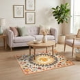 thumbnail image 3 of ODIKA 4'x6' Ultra-Soft Area Rug, Boho Hallway Retro Distressed Border Hallways Flower Vine Mirrored None Washable, Bare feet friendly, Silk-Touch for Bedroom Home office, 3 of 7