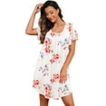 thumbnail image 3 of JWD Womens Nightgown Short Sleeves Sleepwear Soft Loose Sleepshirt Scoopneck Pleated Nightshirt Loungewear, 3 of 5