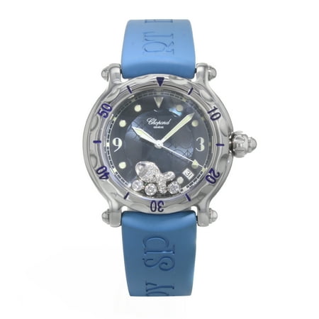 Chopard Happy Diamonds Watches - Pre-Owned Chopard Happy Fish Rubber Band Diamonds Steel Quartz Ladies Watch 288347-3007
