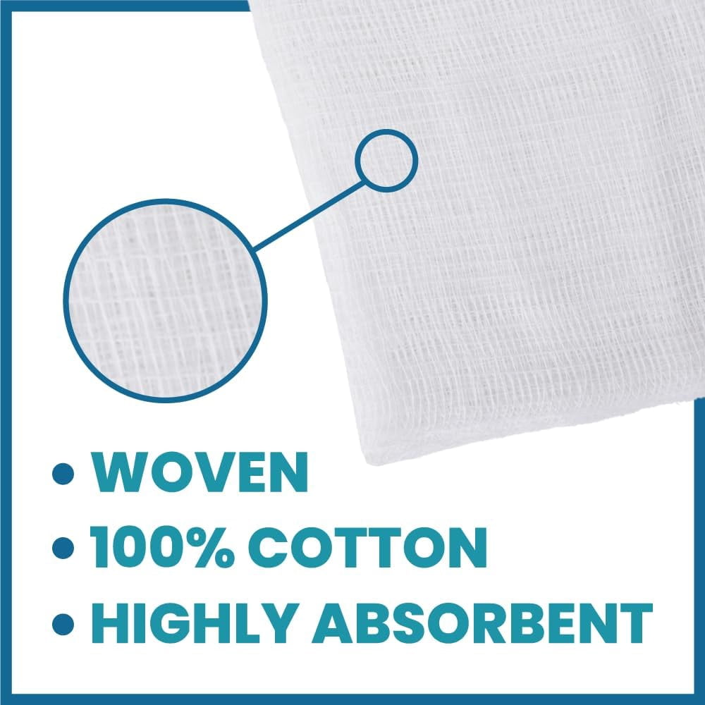 4 x 4 inch Gauze Sponges, 100% Cotton, 12-Ply Woven Non-Sterile Gauze, 3000 Pc (15 Packs of 200)