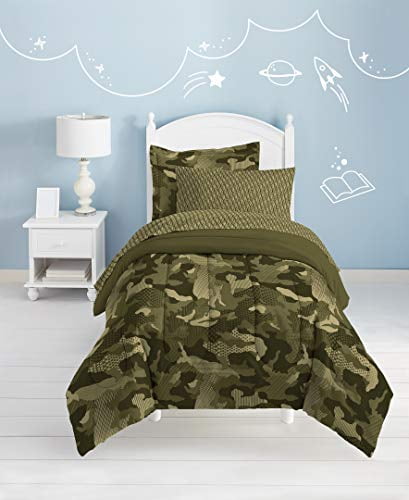 Dream Factory Geo Camo Army Boys Comforter Set, Green, Twin