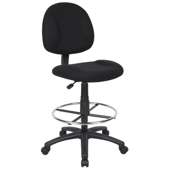 Bowery Hill Contoured Comfort Rolling Fabric Drafting Stool in Black