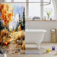 thumbnail image 3 of Manfei Classic Halloween Pumpkin Lantern Shower Curtain 72Wx84L,Cute Turkey Print Bathroom Shower Curtain, 3 of 5
