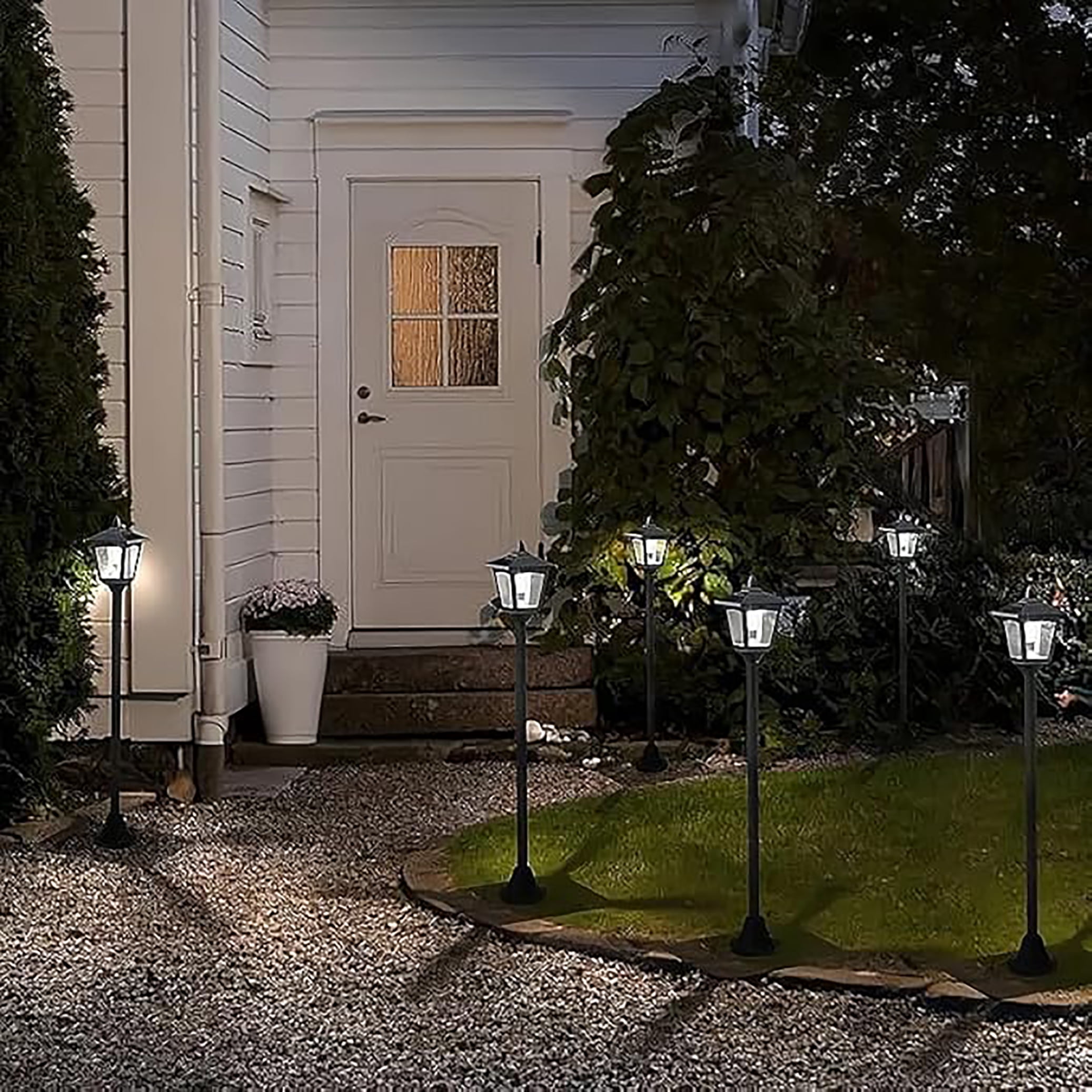 2 Pack Solar LED Lamp Post Lights 40'' – Outdoor IP65 Waterproof Lighting for Garden, Walkway, Driveway, Easy Install with Auto Dusk to Dawn Sensor
