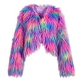 thumbnail image 4 of Mutghys Fur Coats for Women Colorful Block Open Front Short Fuzzy Faux Fur Jacket Party Vacation Bar Winter Warm Soft Comfortable Fashion Outerwear,S-3XL, 4 of 6
