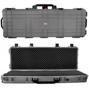 38" Inch Eylar Roller Hard Case with Foam, Mil-Spec Waterproof & Crushproof, Pressure Valve with Lockable Fittings Gray