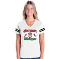 thumbnail image 1 of Womens Christmas Wrapper Football V-Neck T-Shirt, 1 of 5