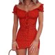 thumbnail image 1 of SAYOO Mini vestido de club de manga corta con hombros descubiertos para mujer SAYOO Sexy, 1 of 7