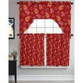 thumbnail image 3 of Red Christmas Kitchen Curtains Swag Valance and Tier Curtains Set 24 Inch Length, Western Xmas Poinsettia Botanical Rod Pocket Drape Panels Pair Swag Curtains for Bathroom/Cafe/Window, 3 of 6