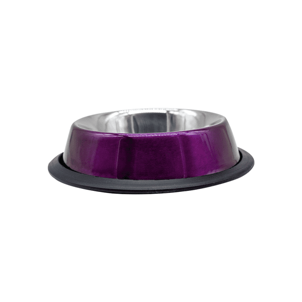 Plato Para Perro Tazón Chico Morado Importadora La Merced Aluminio Antiderrapante