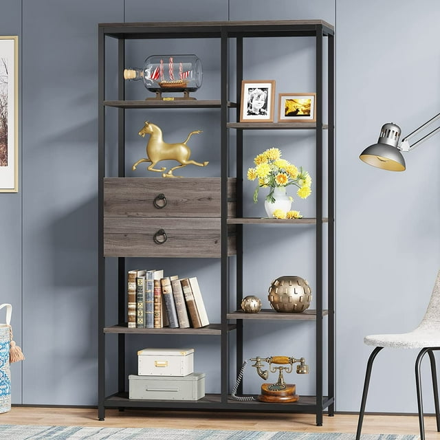 Tribesigns Bookshelf, 5 Shelf Etagere Bookcase, Industrial Wood 5 Tier