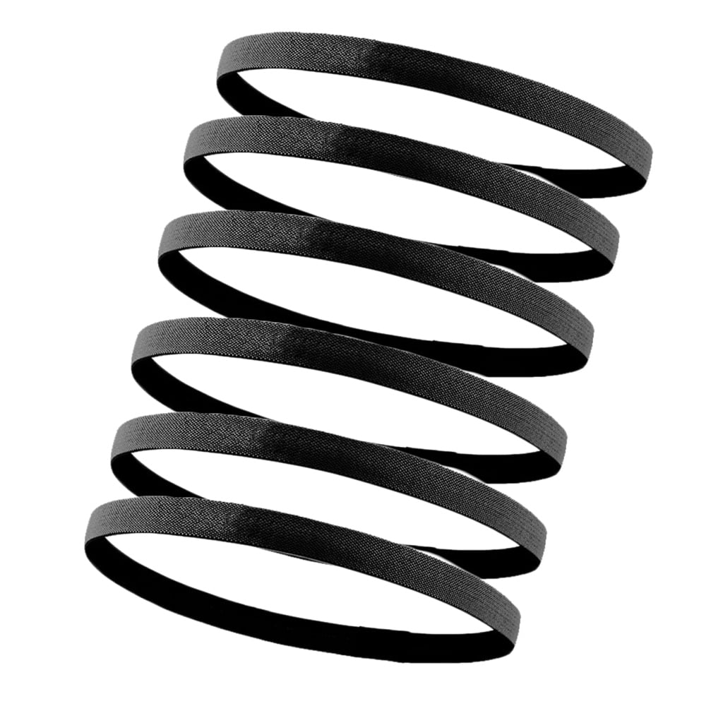 Elastic Thin Sports Headbands Athletic Non Slip Skinny Headbands Unisex 6Pack Silicone Grip