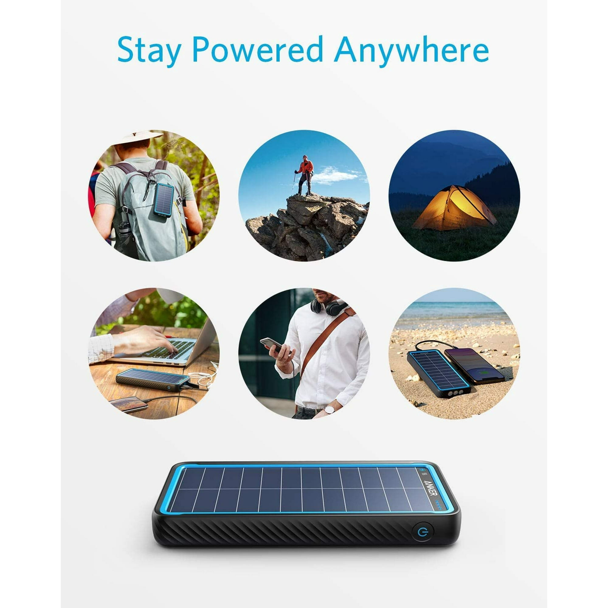 Anker PowerCore Solar 10000 New ② Anker PowerCore Solar 10000mAh Power Bank, 15W USB-C with
