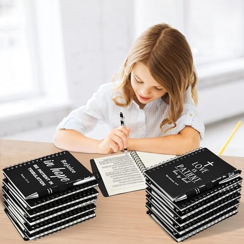 Christian Prayer Journal Spiral Black Notebooks Bulk Small Notepad with Pens - Small Notepads (4.13”x5.43”) - christian Gifts for male, Church Members & Bible Study Groups (30 sets Black)
