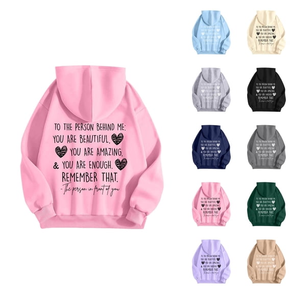 Dear Person Behind Me Hoodies for Women 2026 Fall Winter Casual Inspirational Graphic Sweatshirt with Pockets Pullover Top