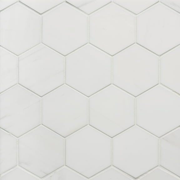 Bedrosians Dolomite Hexagon Honed Marble Mosaic 11 x 12, Dolomite (8.8 sq. ft./Case)