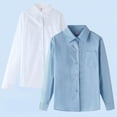 thumbnail image 4 of NIEWTR Classic Boys Button Down Shirt Long Sleeve Oxford Dress Shirt Solid Color for School Holidays Church and Formal Occasions（A-White,12-13 Years), 4 of 5